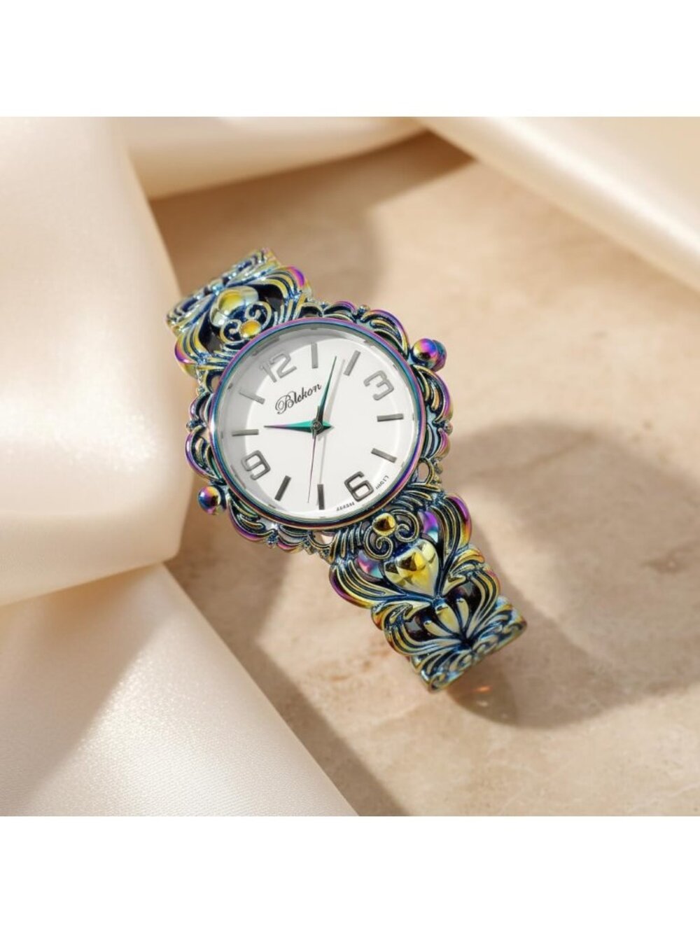 Women's Iridescent 35mm Case Egyptian Style Concho Cuff Bangle Quartz Watches - Picture 6 of 7